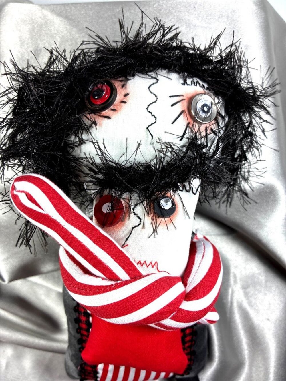 Handmade Primitive Halloween Rag Doll Mother & Baby 11" OOAK Folk Art Spooky Dec